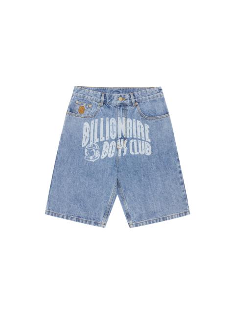 FADED ARCH LOGO DENIM SHORTS