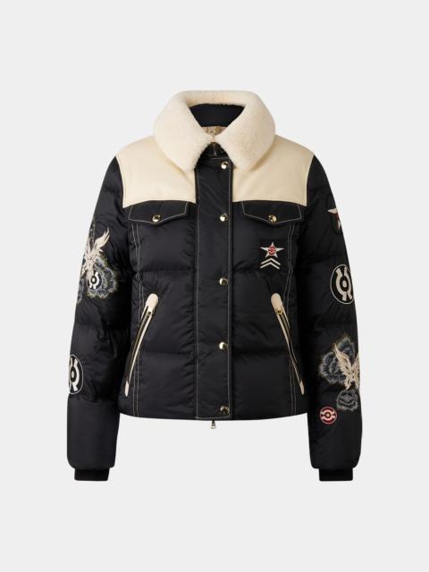 Amia down ski jacket in Black/cream