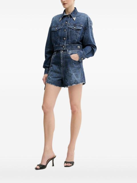 metallic-print denim jacket