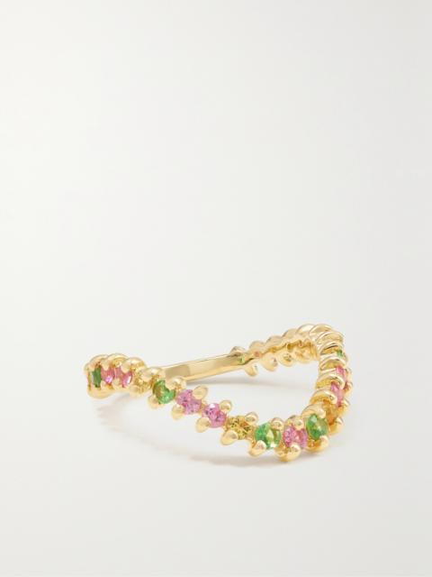 Alliance Vague 18-karat Gold, Sapphire And Tsavorite Ring