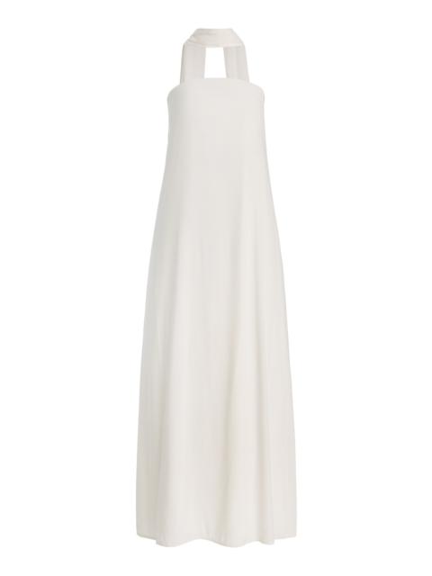 Bia Belted Strapless Crepe Maxi Dress white