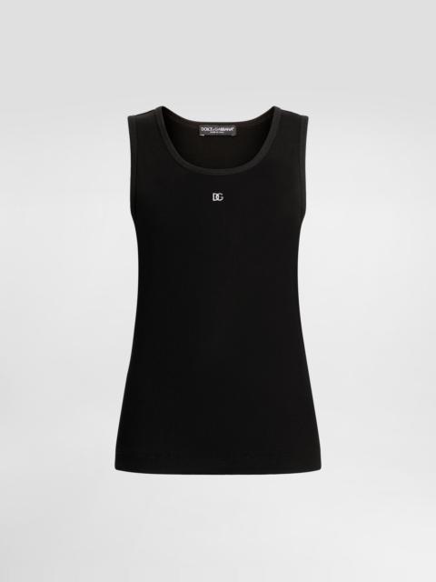 Fine-rib jersey tank top with DG logo pin