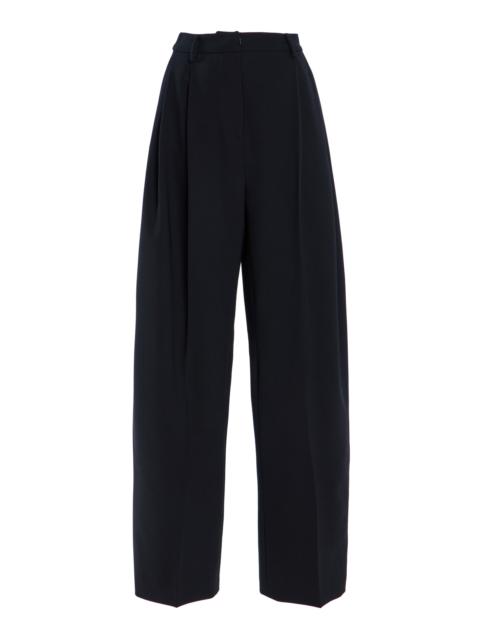 Pleated Mid-Rise Wool-Blend Pants black