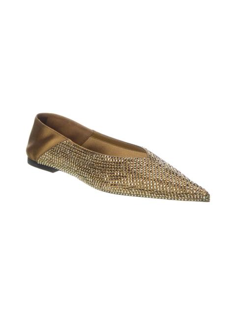 Saint Laurent Nour Crystal Embellished Wool & Silk Flat