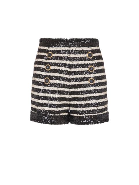 6-button striped shorts