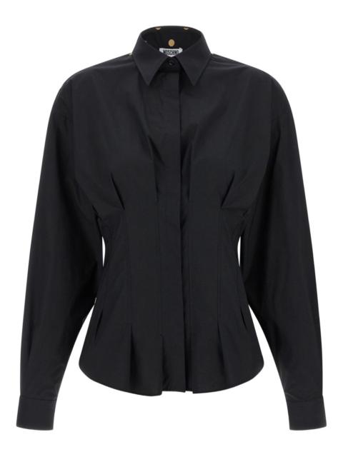 polka-dot pleated shirt