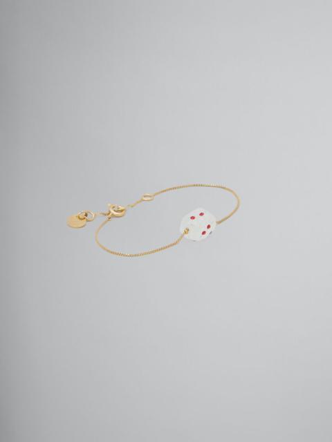 WHITE QUARTZ BRACELET WITH RHINESTONE POLKA DOTS