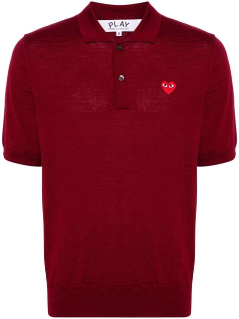 heart-patch wool polo shirt