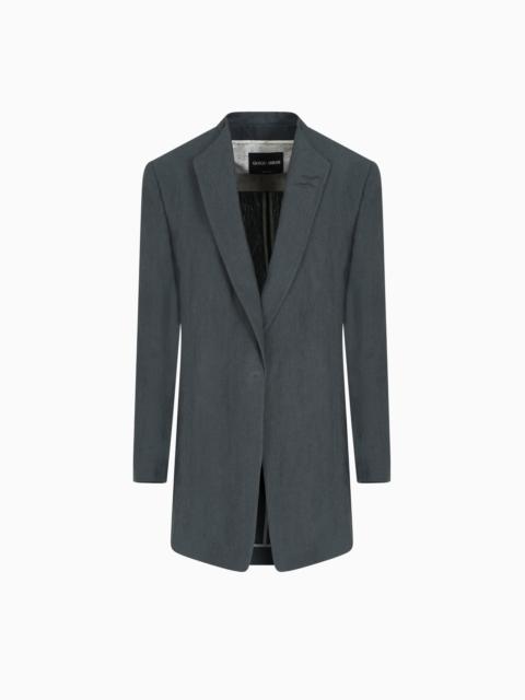 LONG SINGLE-BREASTED LINEN JACKET