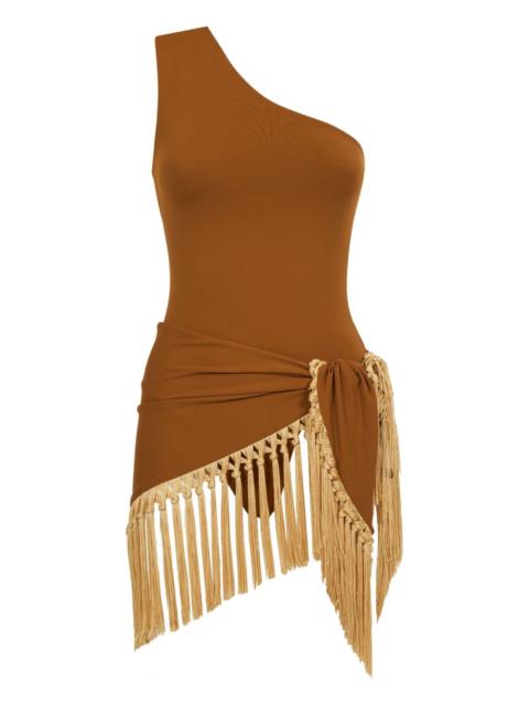 Yacare one-shoulder fringed swimsuit