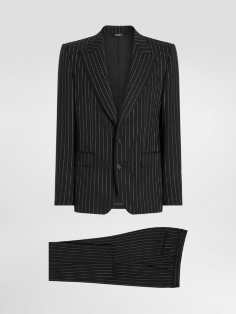 Single-breasted pinstripe stretch wool Sicily-fit suit