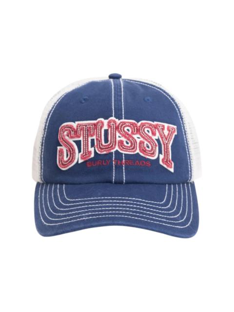 Stussy Mid-Depth Burly Threads Trucker Cap Navy