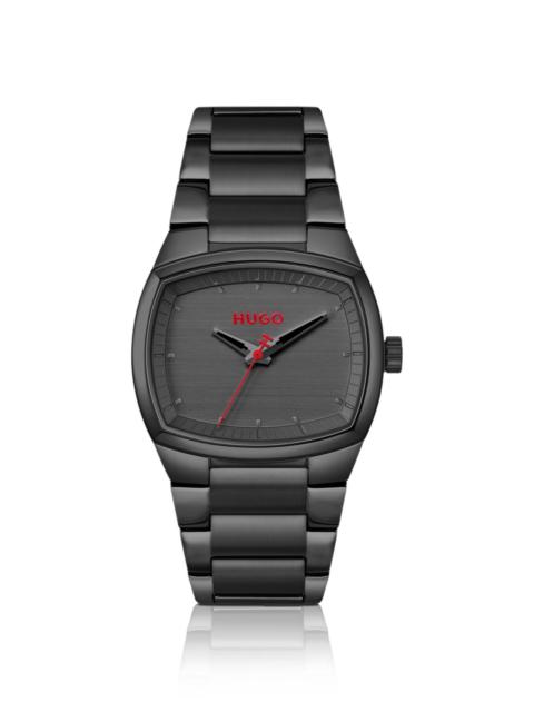 TELLY BLACK-PLATED WATCH WITH RETRO-SHAPED CASE
