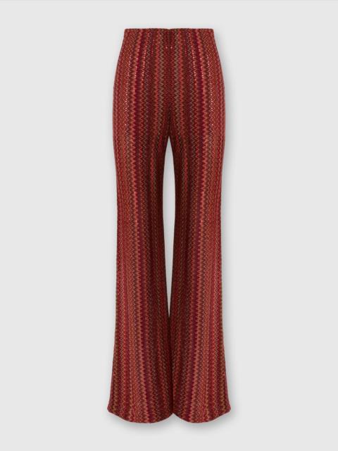 Flare trousers in zigzag viscose blend with sequins