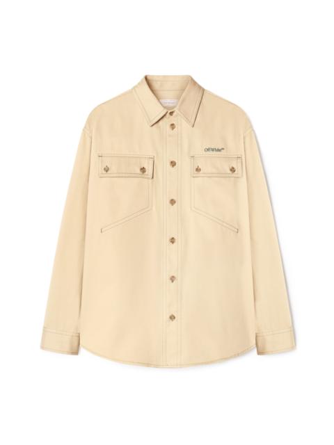 Beige Stitch Military Overshirt
