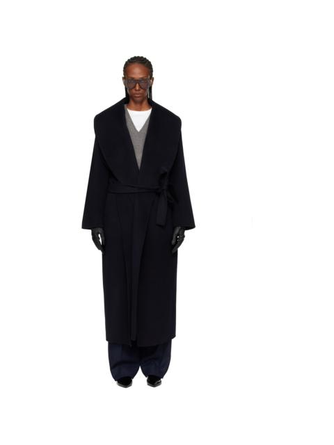 Navy Signature Double-Faced Scarf Coat