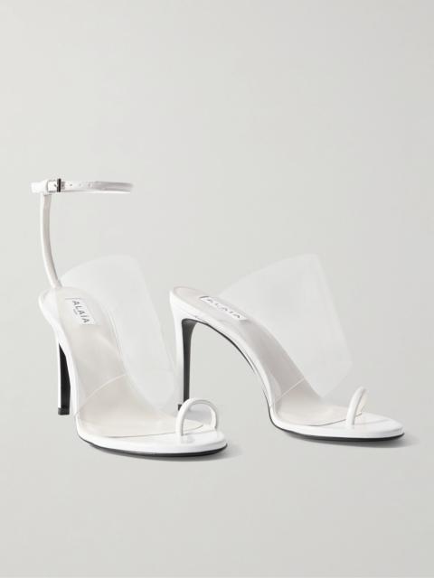 Asymmetric patent-leather and PVC sandals White