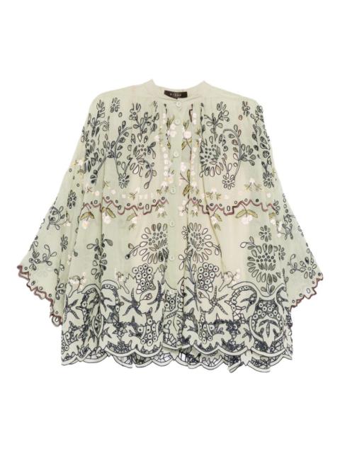 floral-embroidered shirt