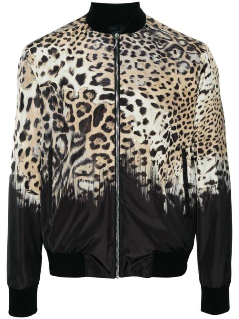 Tiger Tooth-detailed leopard-print bomber jacket