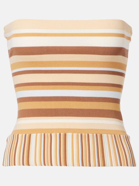 Citara striped knitted cotton-blend tube top