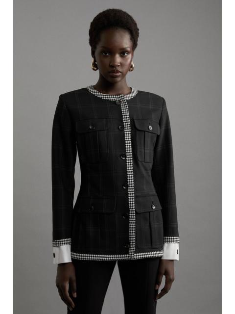 Formal Tailored Black Check Buttoned Shirt