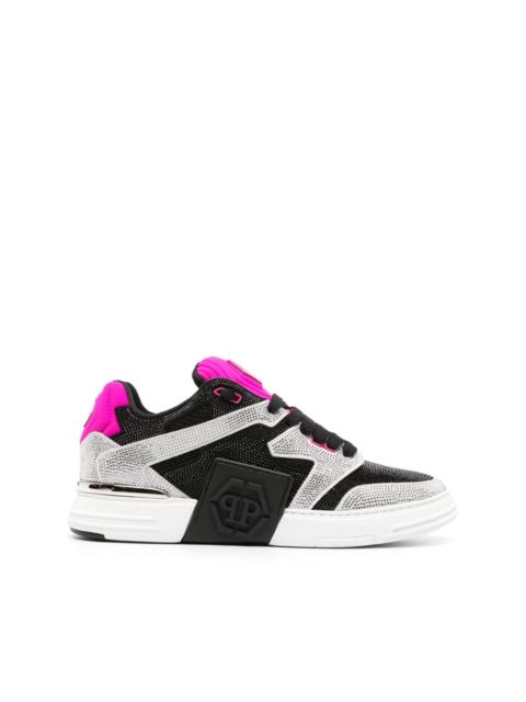 crystal-embellished lace-up sneakers