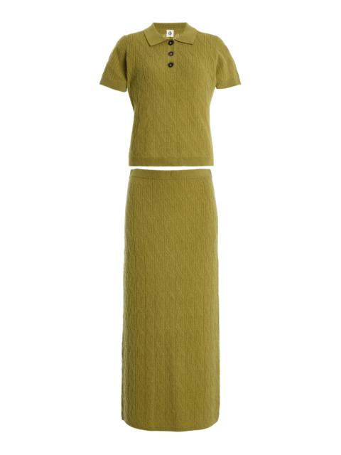 Exclusive Como Cable-Knit Wool-Cashmere Polo Set green