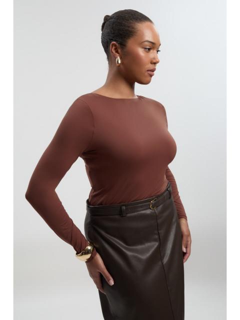 Plus Size Contour Jersey Scoop Back Long Sleeve T-shirt