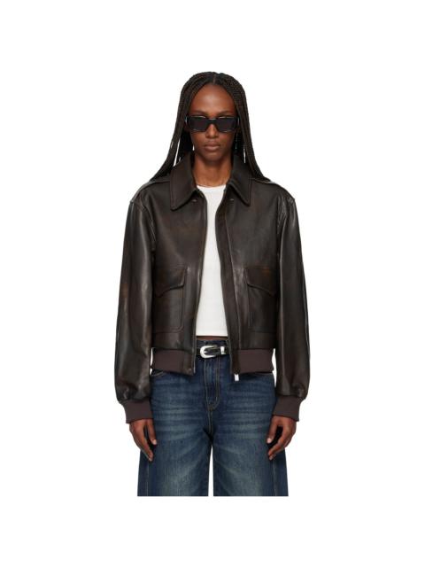 Brown Goat Leather Aviator Jacket