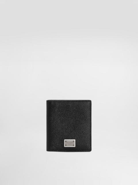 Dauphine-print calfskin bifold card holder
