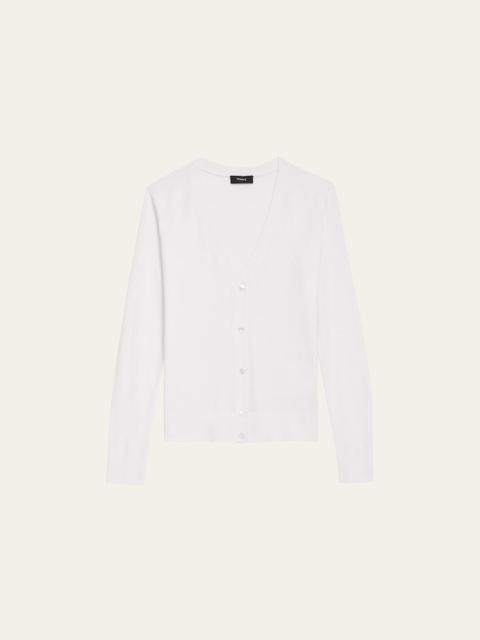 V-Neck Button-Front Regal Wool Cardigan