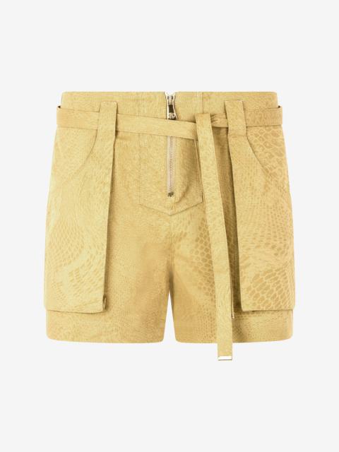 Belted Shorts With Python Print