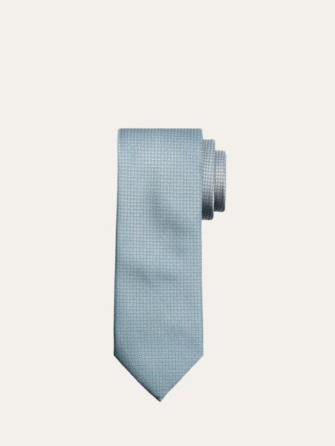 Men's Micro-Geometric Square Jacquard Silk Tie