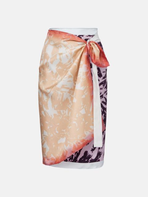 Printed silk wrap skirt
