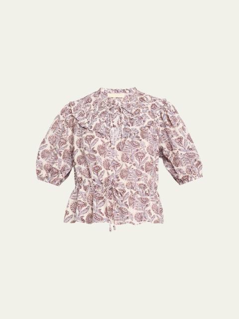 Elvie Printed Short-Sleeve Blouse