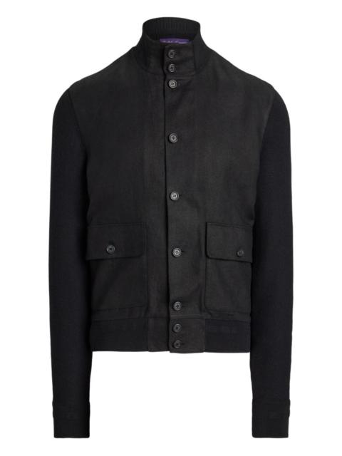 knitted-panel button-front jacket