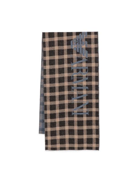 check-pattern logo scarf