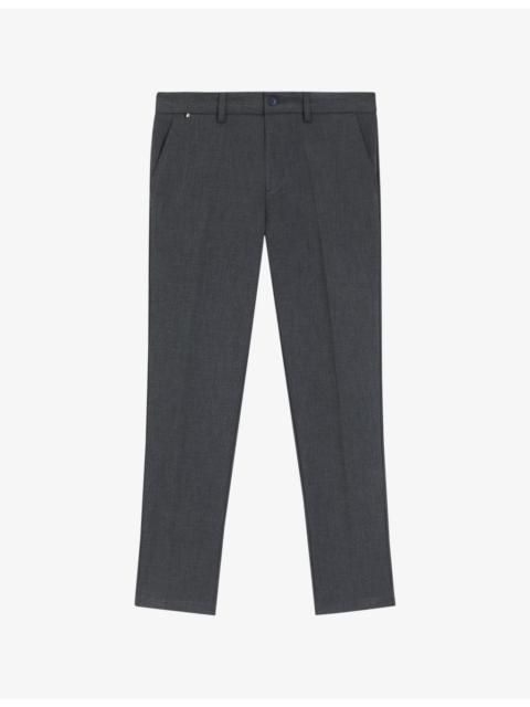 Herringbone Slim-Leg Stretch-Woven Trousers