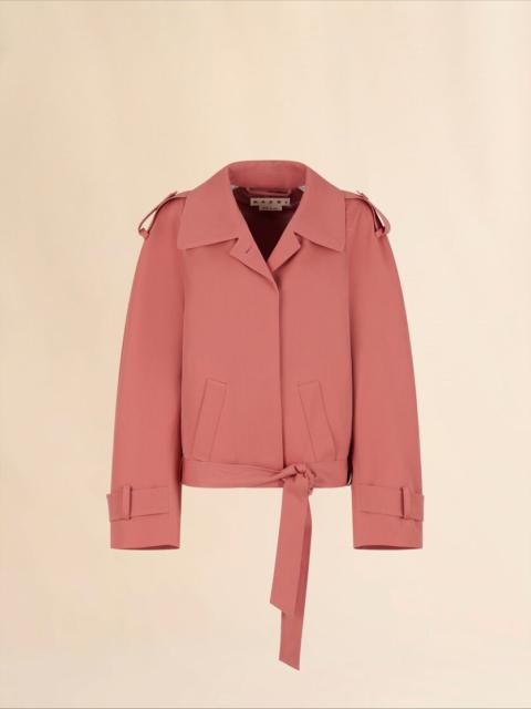 PINK WOOL SHORT TRENCH COAT WITH MARNI SYMBOL