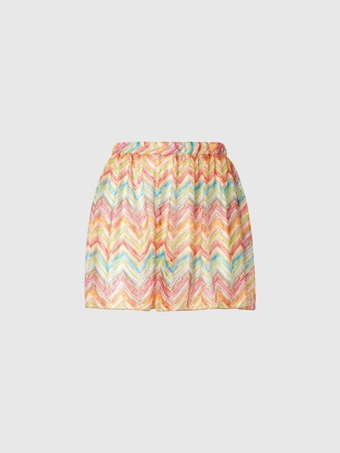 Printed tulle cover-up shorts