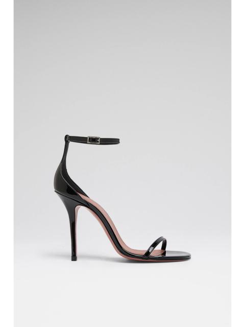 BARBARA SANDAL 105 BLACK PATENT AND WHITE CRYSTAL BUCKLE