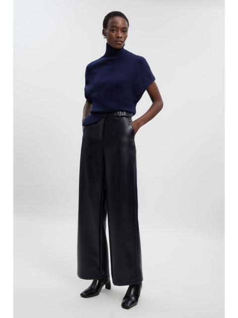 Faux Leather Belt Detail Trousers
