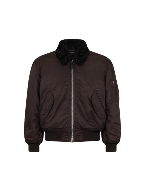 NYLON SHEARLING COLLAR FLIGHT BOMBER