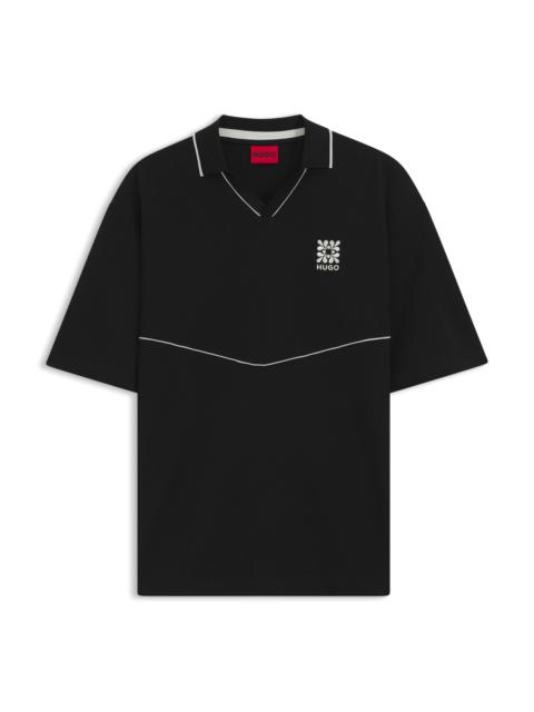 EMBROIDERED-LOGO POLO SHIRT WITH JOHNNY COLLAR