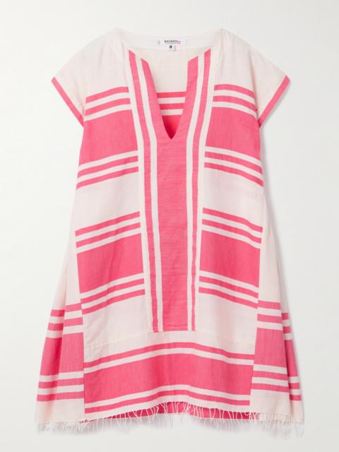 Elina Fringed Paneled Striped Cotton Kaftan