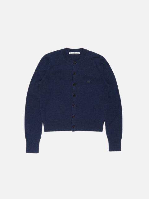 Fitted cardigan - yak wool - Navy melange