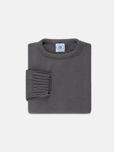 MADE-IN-USA CHARCOAL CHUNKY COTTON CREWNECK SWEATER