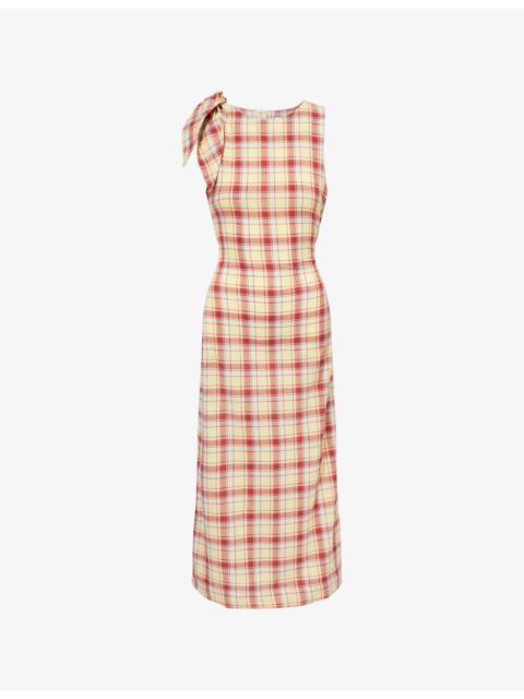 Estelle Checked Cotton Midi Dress
