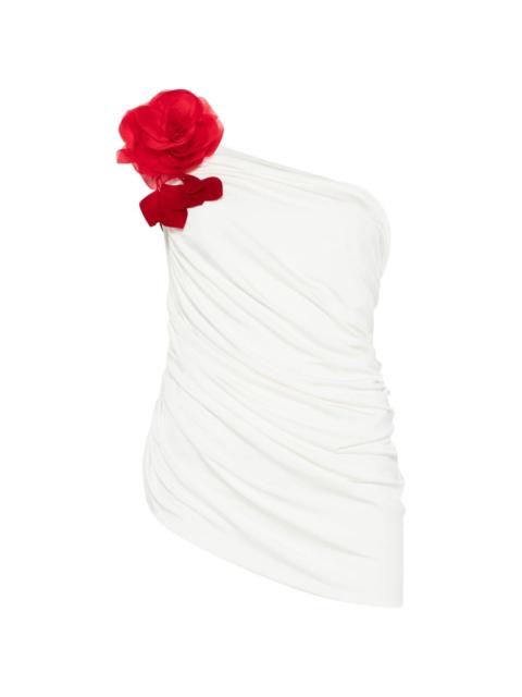 draped floral-appliqué top