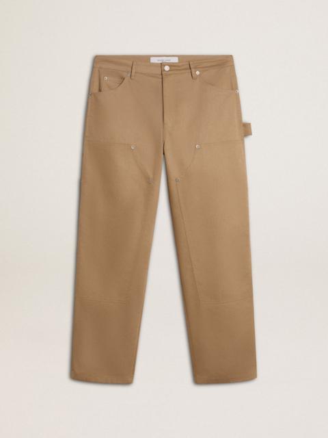 Men's beige pants with patches